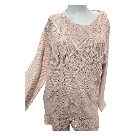 Patrick Tricot 80's Pink Chunky Knit Textured Sweater Womens Large - Picture 4 of 8